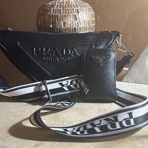 Cute crossbody Black Belt Bag set